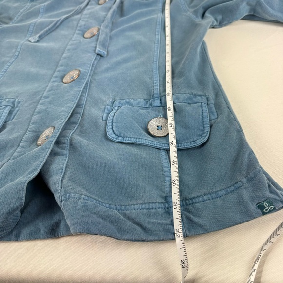 PrAna Blue French Terry Cotton Janell Hooded Jacket Women’s Size Extra Small - Picture 11 of 14